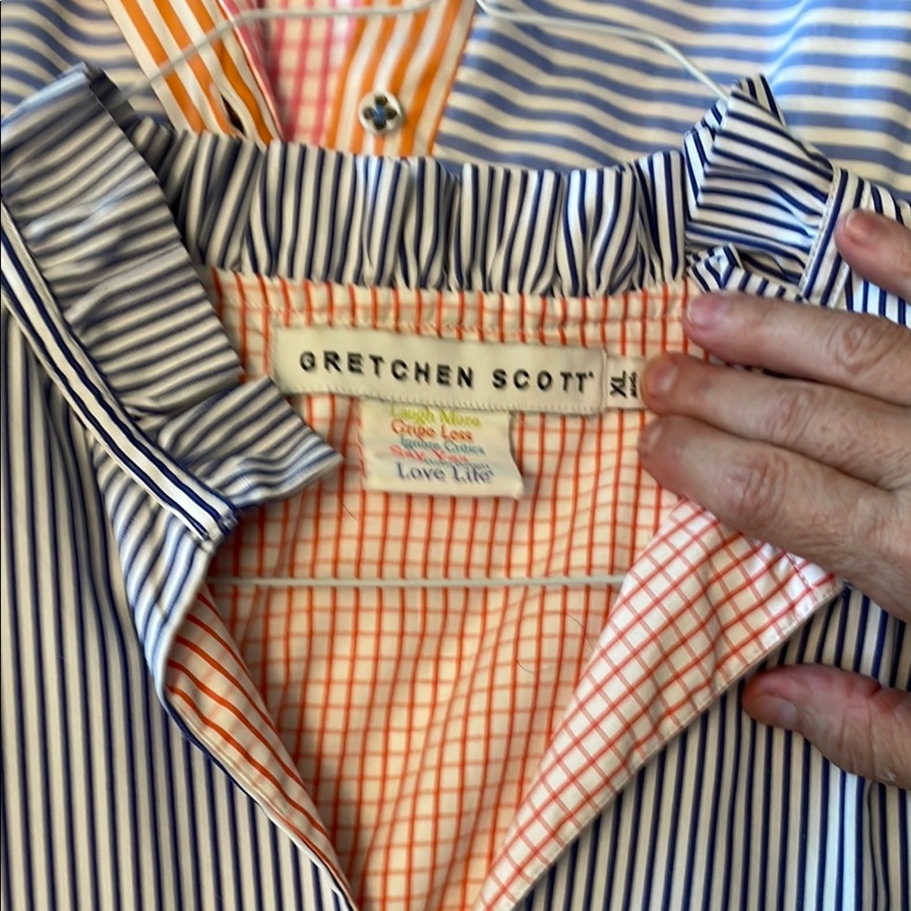 Gretchen Scott Designs Blue and Orange Striped Dress